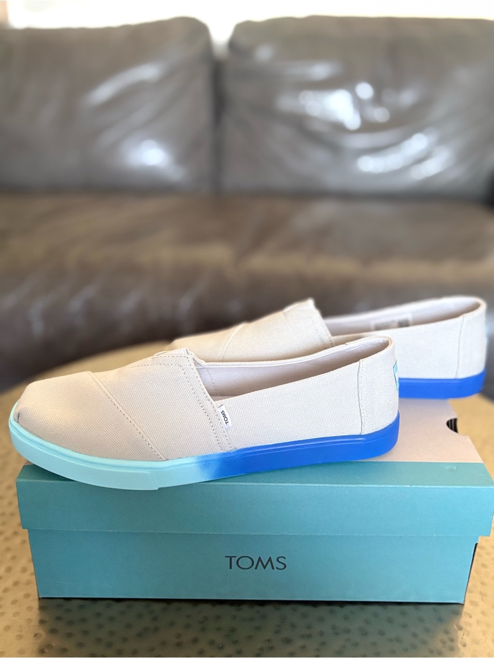 TOMS Alpargata Cupsole Lunar Grey Washed Canvas Blue Ombré Women’s 9.5 NIB